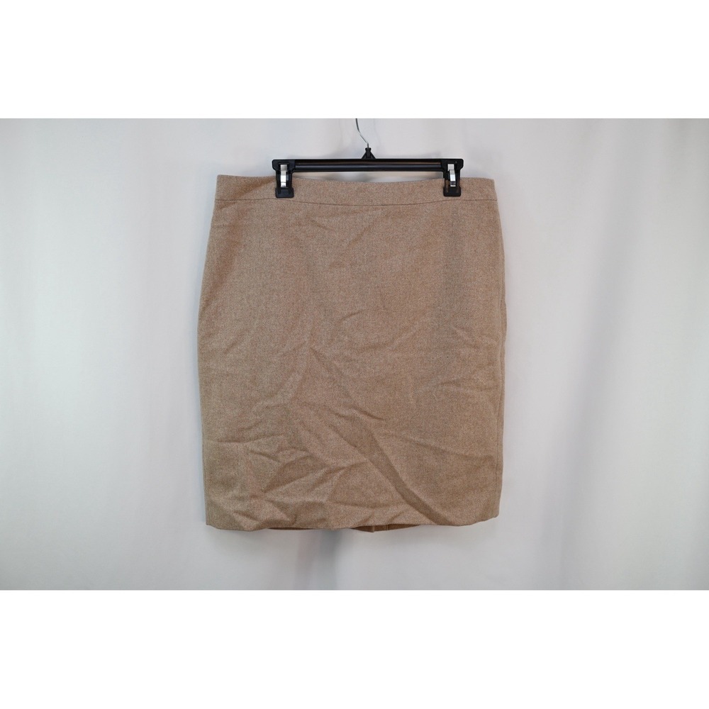 J Crew The Pencil Skirt Tan Wool Blend Tweed Slit 46575 Size 14